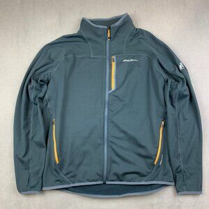 Eddie Bauer First Ascent Mens Jacket Large Gray Full Zip Free Heat Grid Fleece
